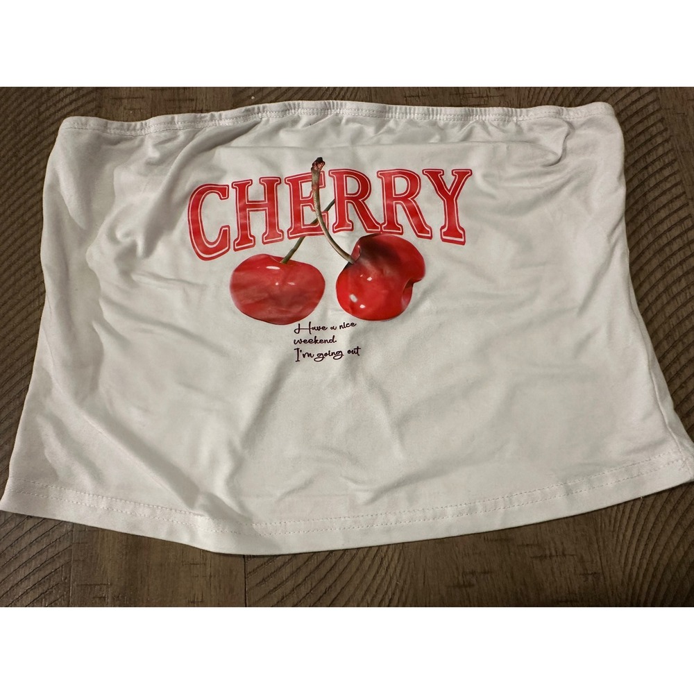 Y2K Cherry Graphic Tube Top